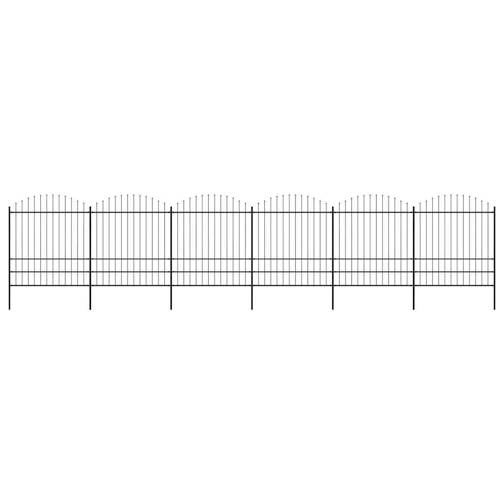 vidaXL Záhradný plot s hrotmi, oceľ (1,75-2)x10,2 m, čierny