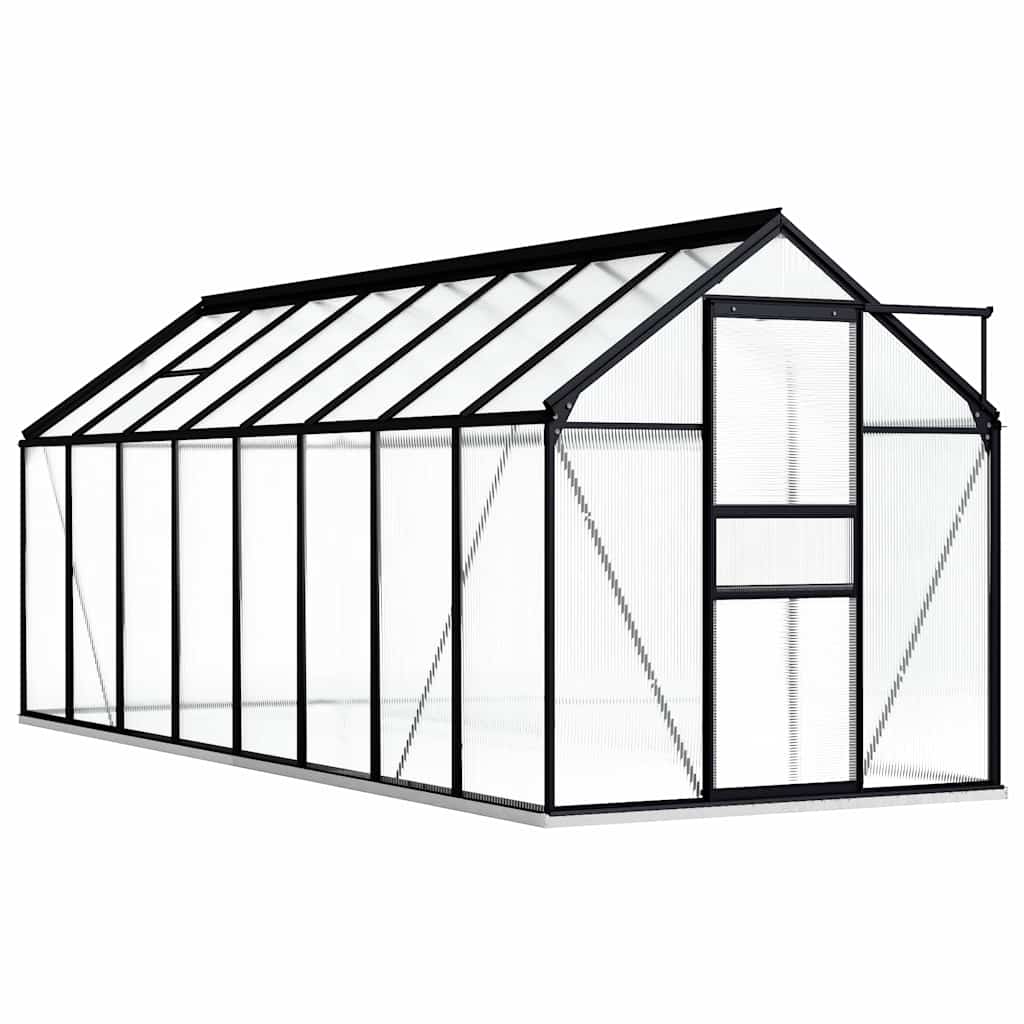 vidaXL Skleník s podkladovým rámom, antracitový, hliník 9,31 m²