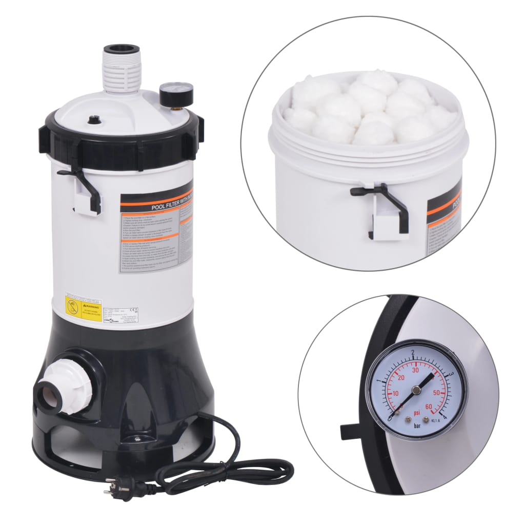 vidaXL Bazénový filter pre bazény, 185 W, 4,4 m³/h