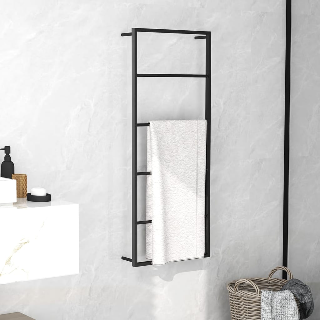 vidaXL Stojan na uteráky čierny 45x10x115 cm oceľ