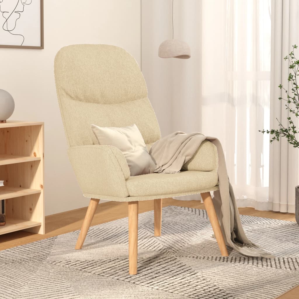 vidaXL Relaxačné kreslo krémové látkové