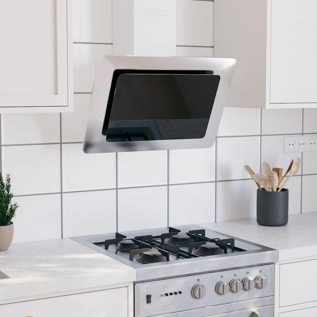 vidaXL Nástenný digestor 60 cm nerez a tvrdené sklo strieborný