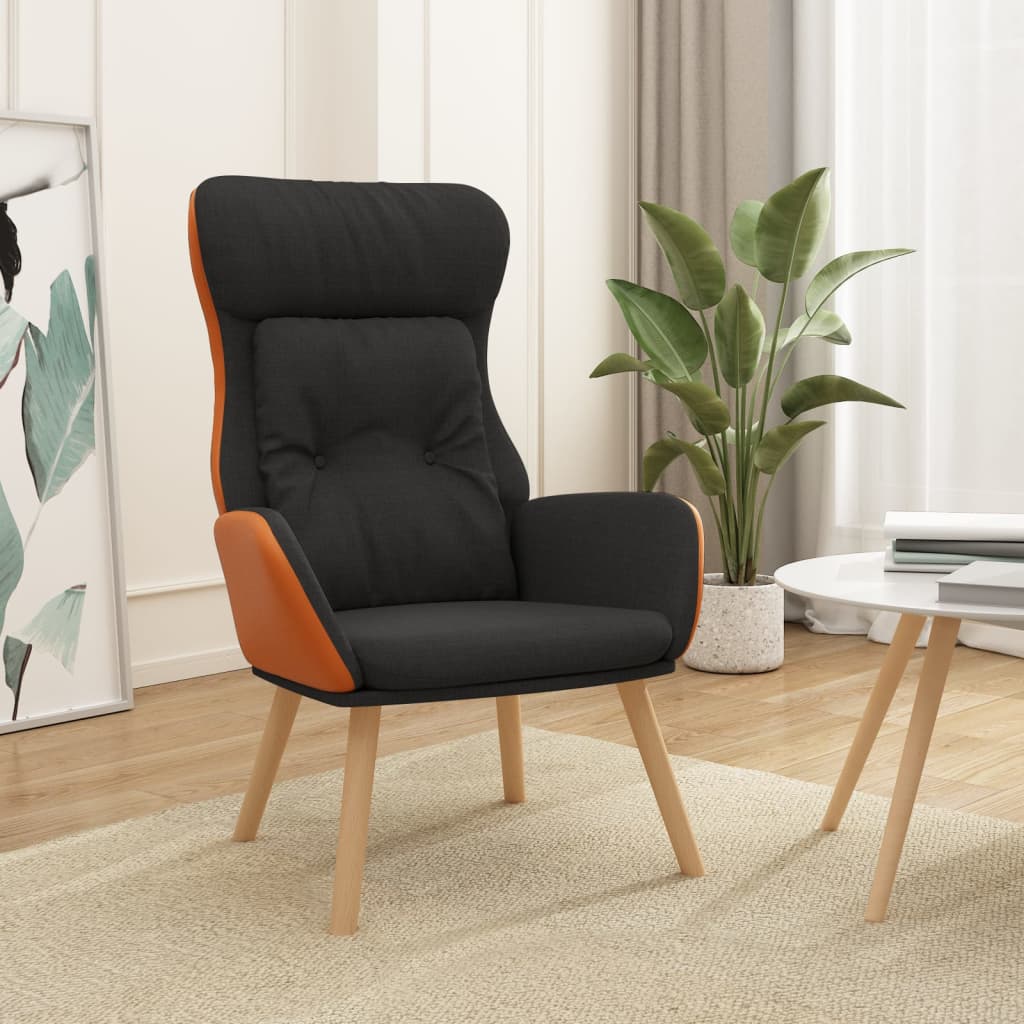 vidaXL Relaxačné kreslo čierne látka a PVC