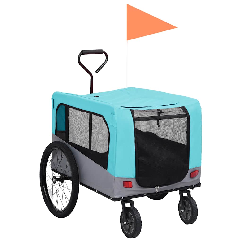 vidaXL Vozík pre domáce zvieratá na bicykel/beh 2-v-1, modro sivý