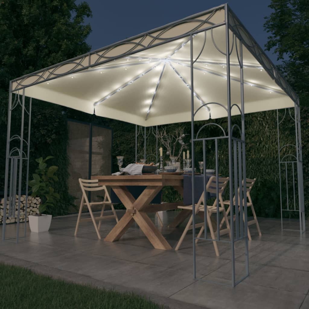 vidaXL Altánok s LED reťazou 300x300 cm, krémový