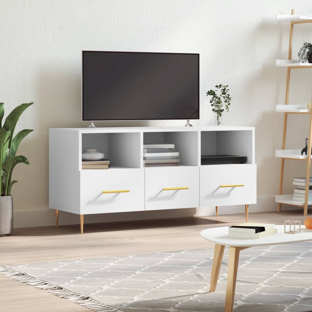 vidaXL TV stolík biely 102x36x50 cm kompozitné drevo
