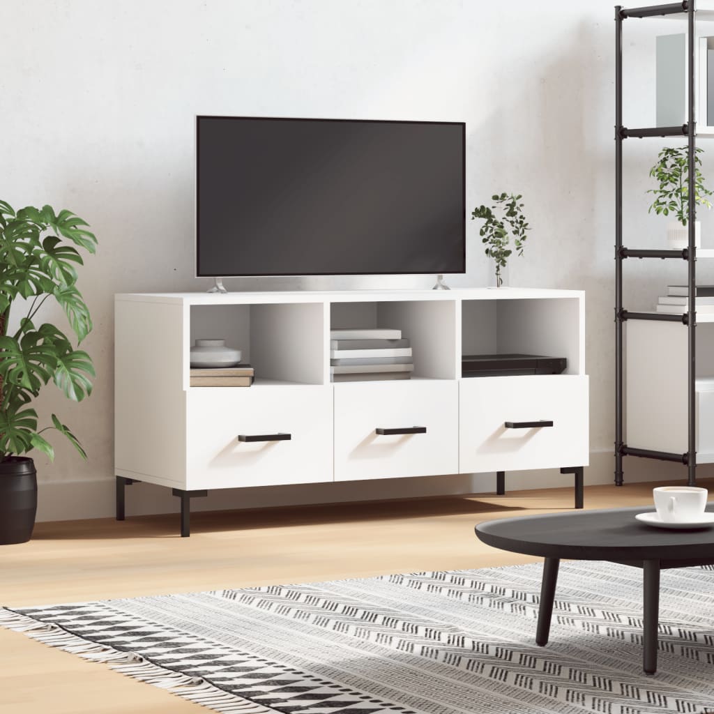vidaXL TV stolík biely 102x36x50 cm kompozitné drevo