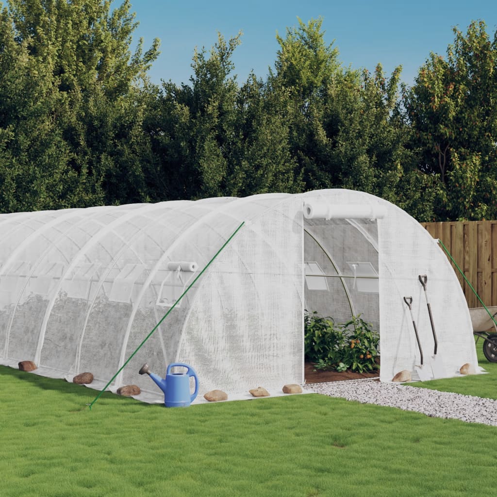 vidaXL Fóliovník s oceľovým rámom biely 96 m² 24x4x2 m