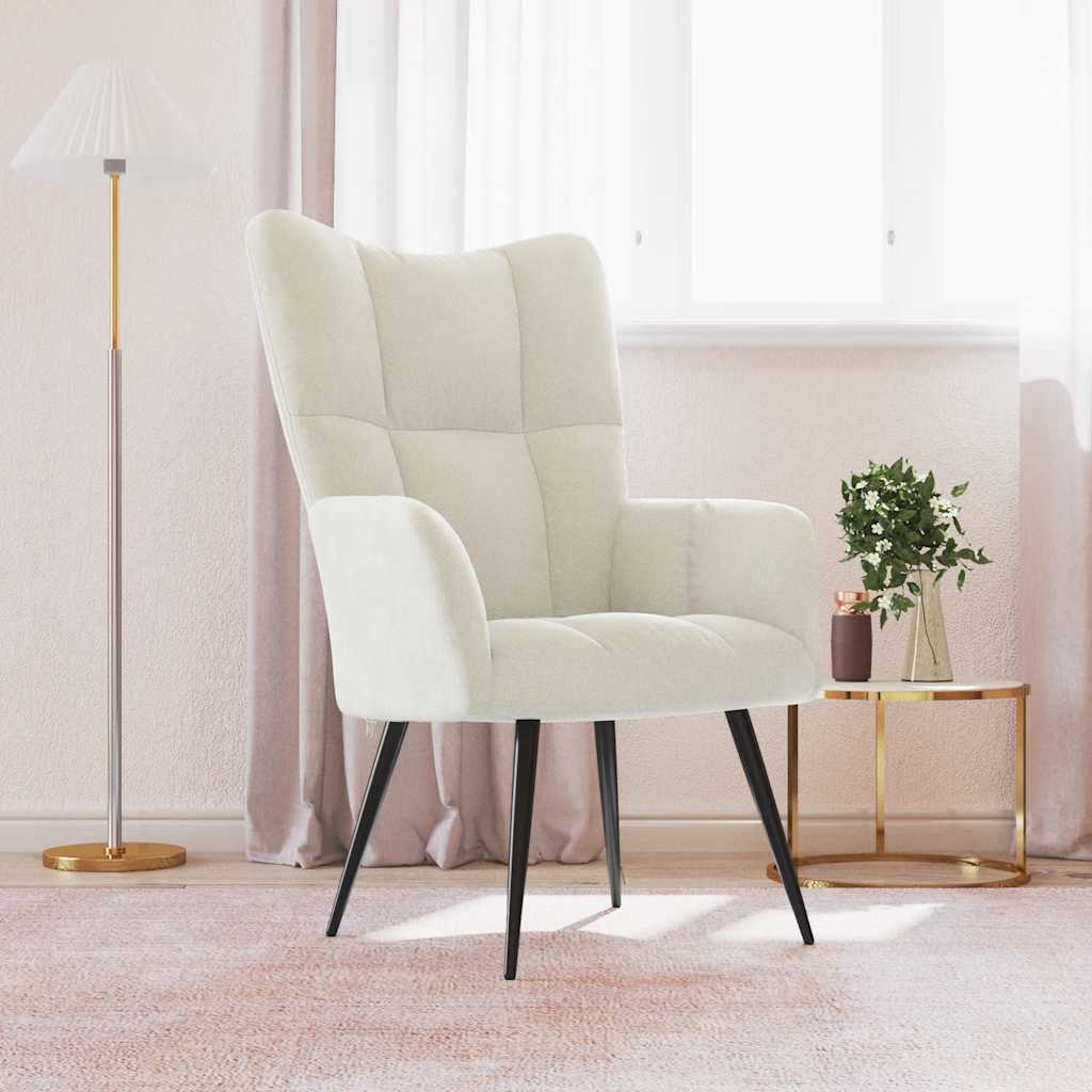 vidaXL Relaxačné kreslo krémovo-biele zamat