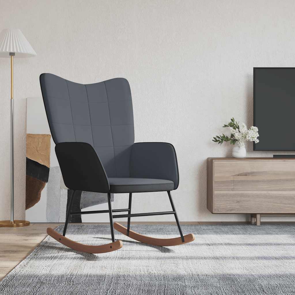 vidaXL Hojdacie kreslo tmavosivé zamat a PVC