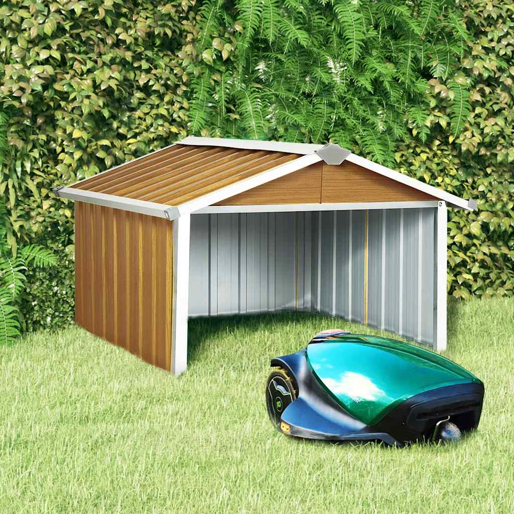 vidaXL Prístrešok na robotickú kosačku 92x97x63 cm oceľový hnedý