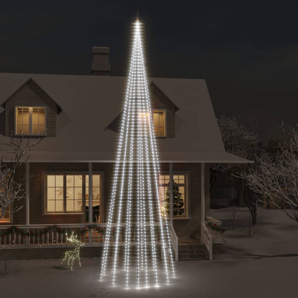 vidaXL Vianočný stromček na stožiari 1134 studených bielych LED 800 cm