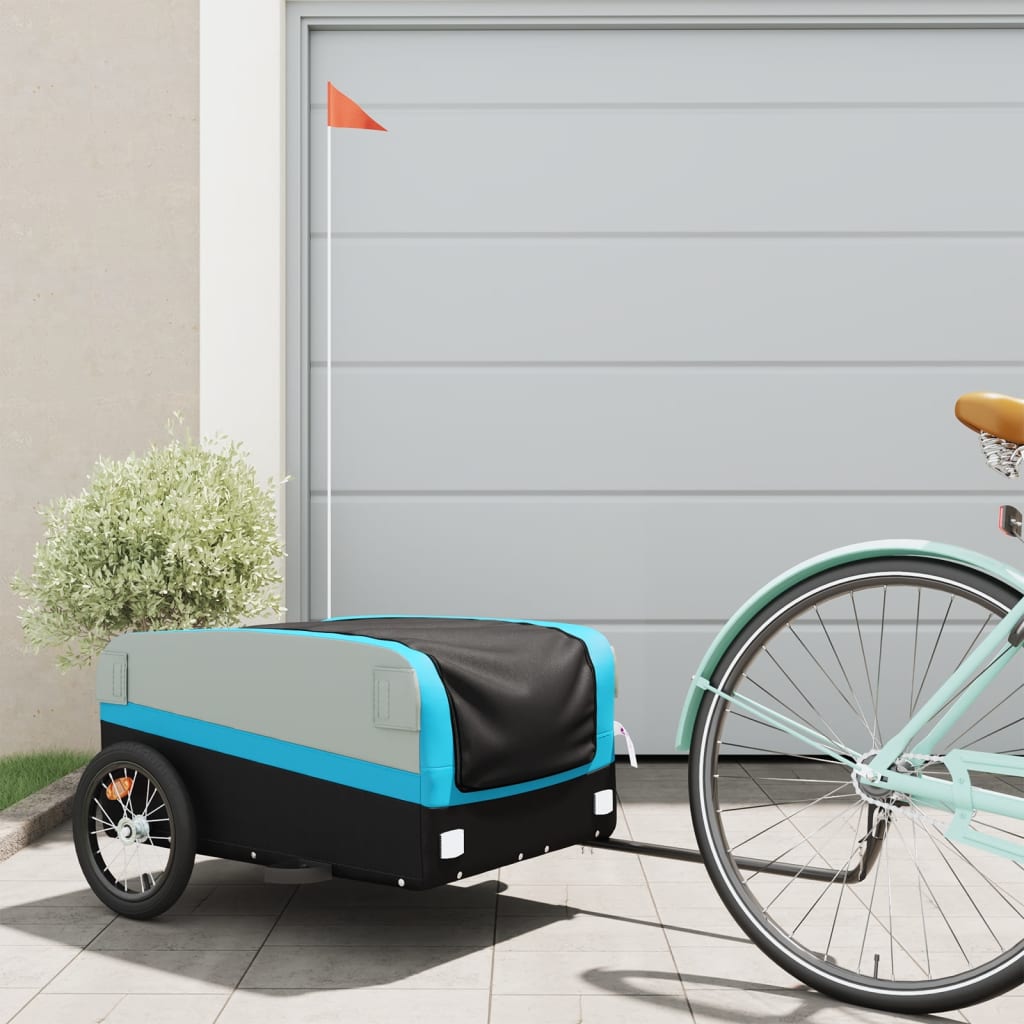 vidaXL Vozík za bicykel, čierno modrý 45 kg, železo