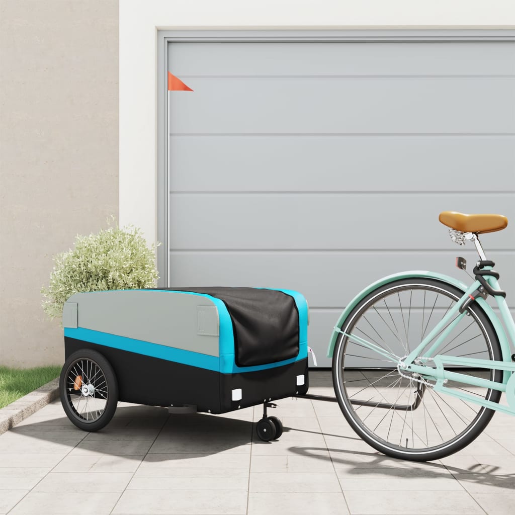 vidaXL Vozík za bicykel, čierno modrý 45 kg, železo