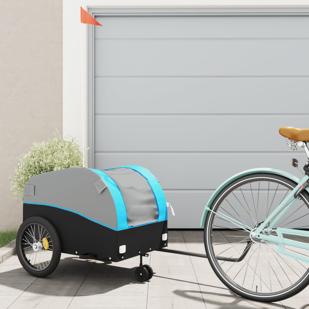 vidaXL Vozík za bicykel, čierno modrý 45 kg, železo