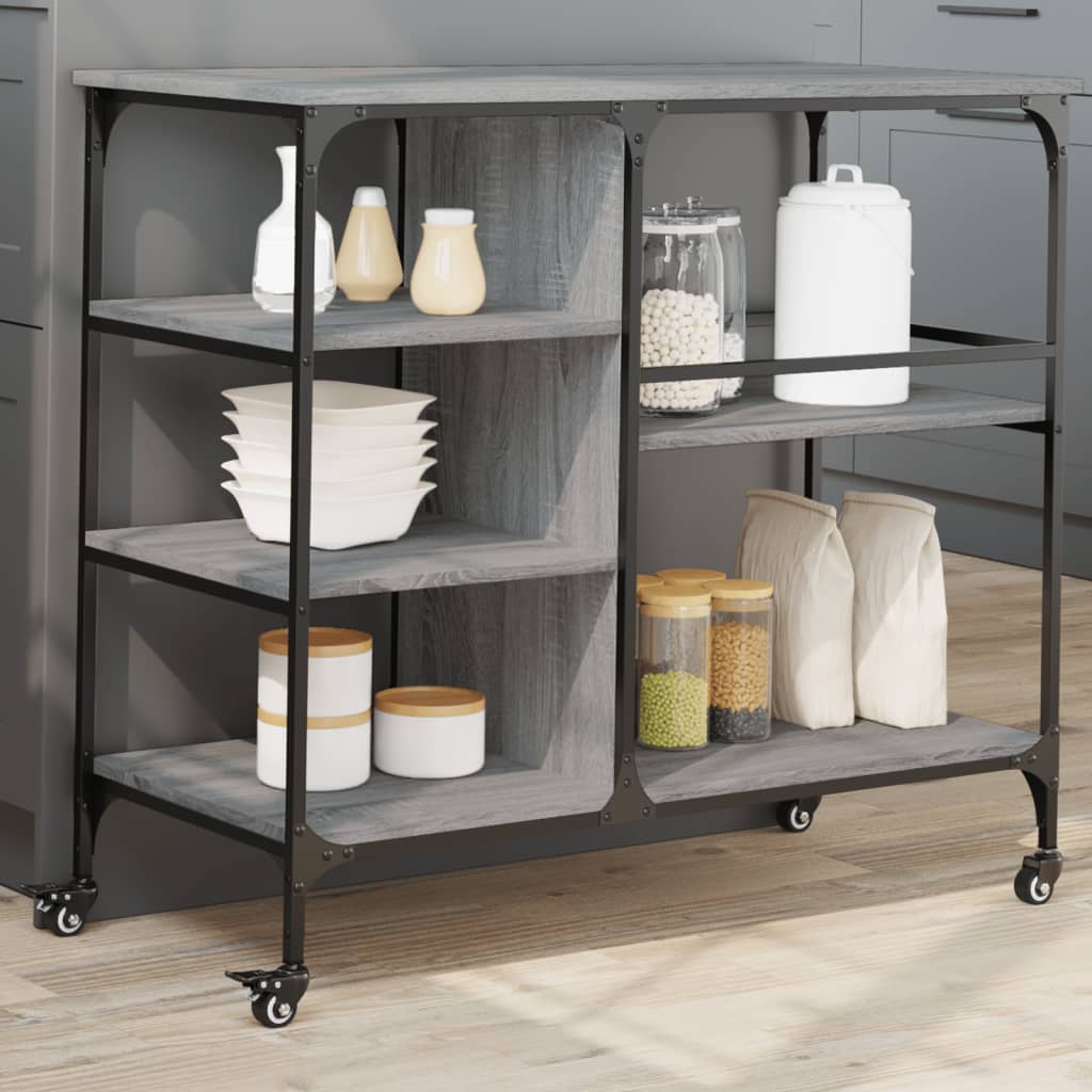 vidaXL Kuchynský vozík sivý sonoma 100x45x89,5 cm kompozitné drevo