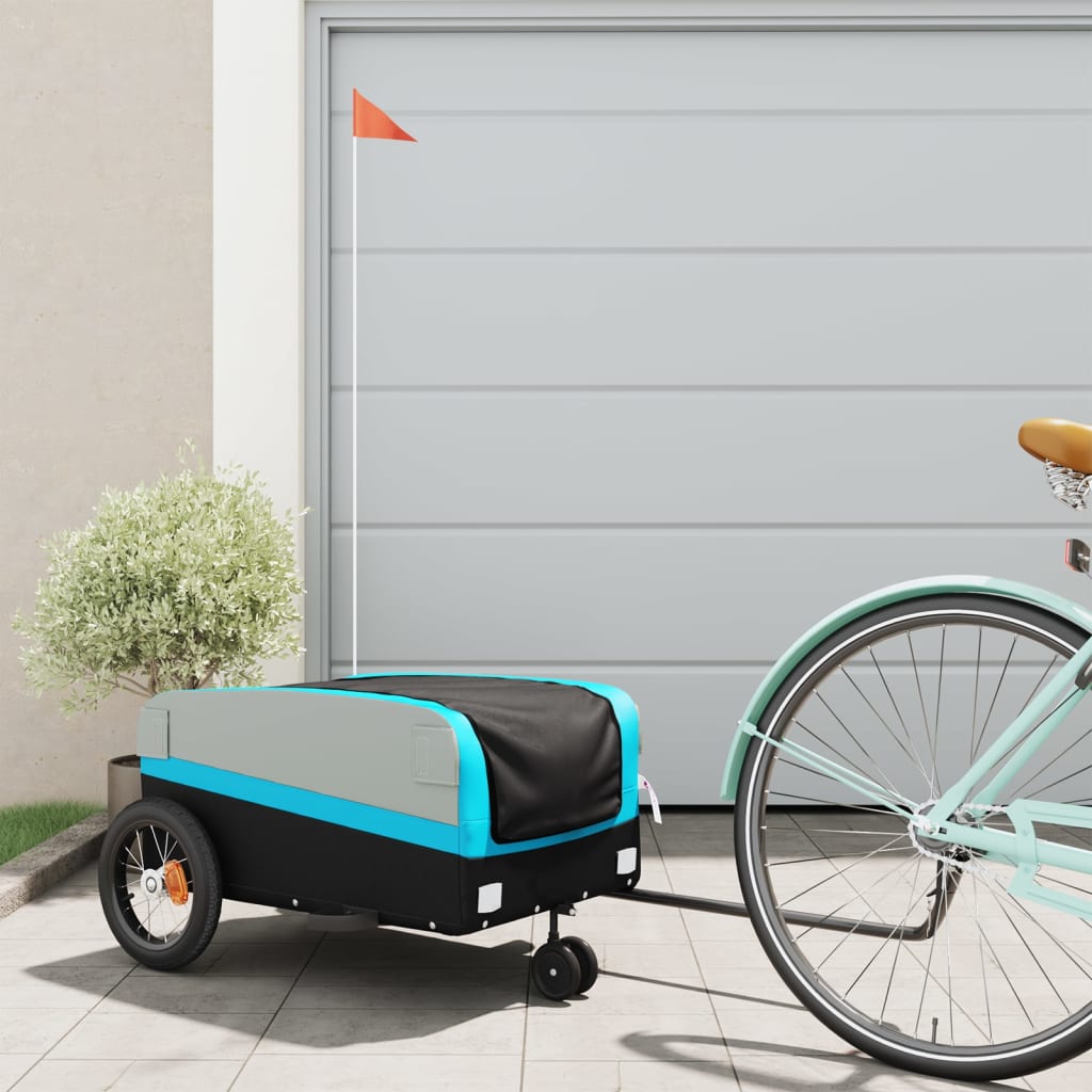 vidaXL Vozík za bicykel, čierno modrý 30 kg, železo