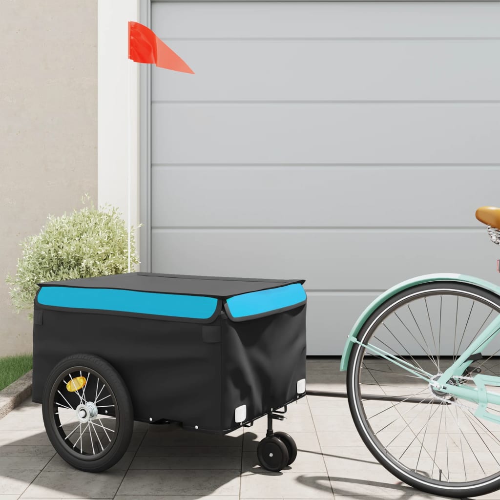 vidaXL Vozík za bicykel, čierno modrý 45 kg, železo
