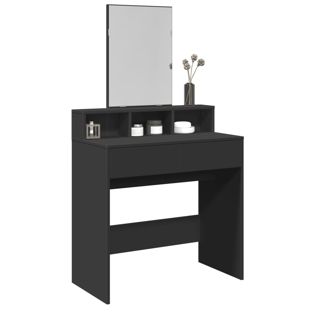 vidaXL Toaletný stolík so zrkadlom čierny 80x41x144,5 cm