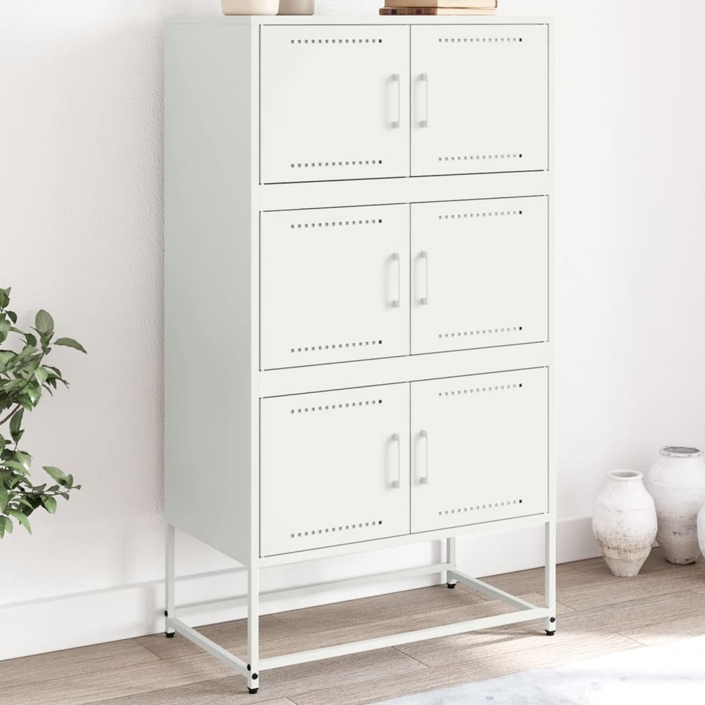 vidaXL Komoda biela 68,5x38,5x123,5 cm oceľ