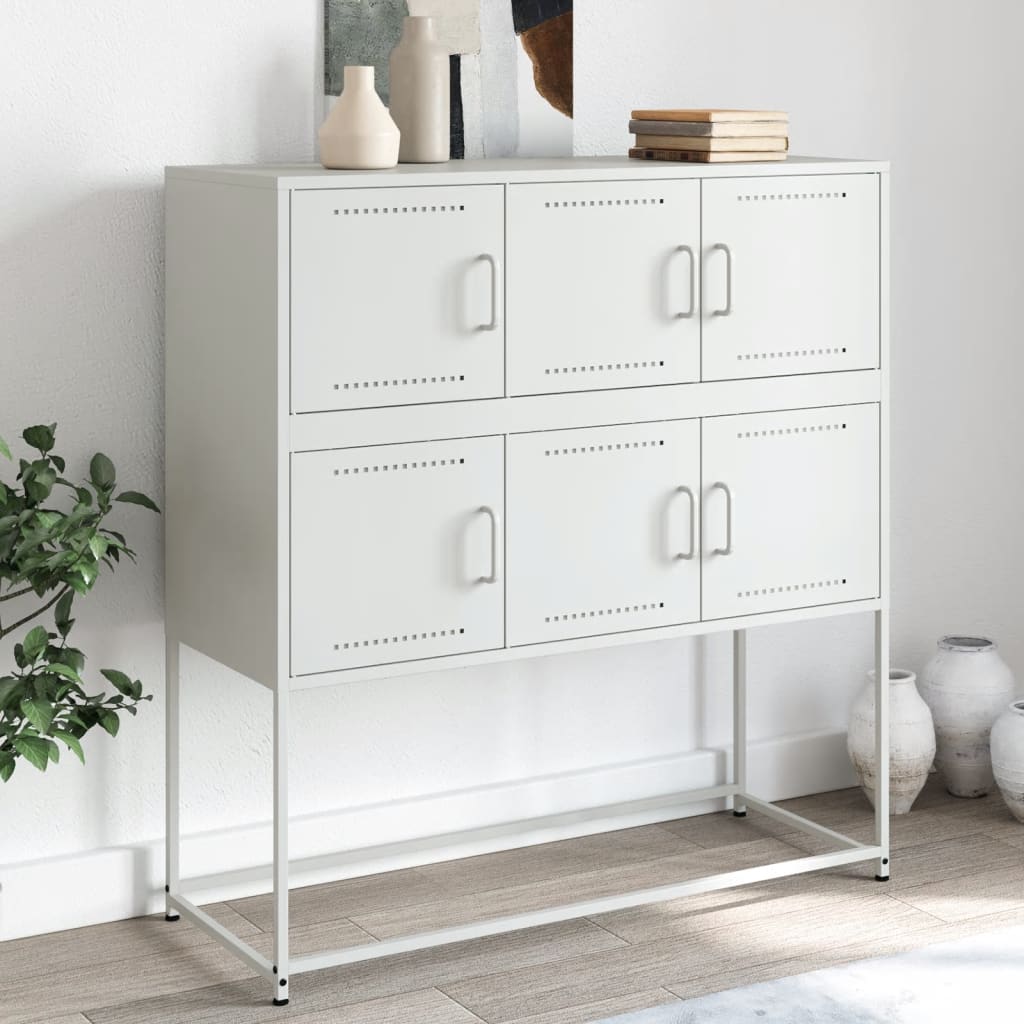 vidaXL Komoda biela 100,5x39x107 cm oceľ