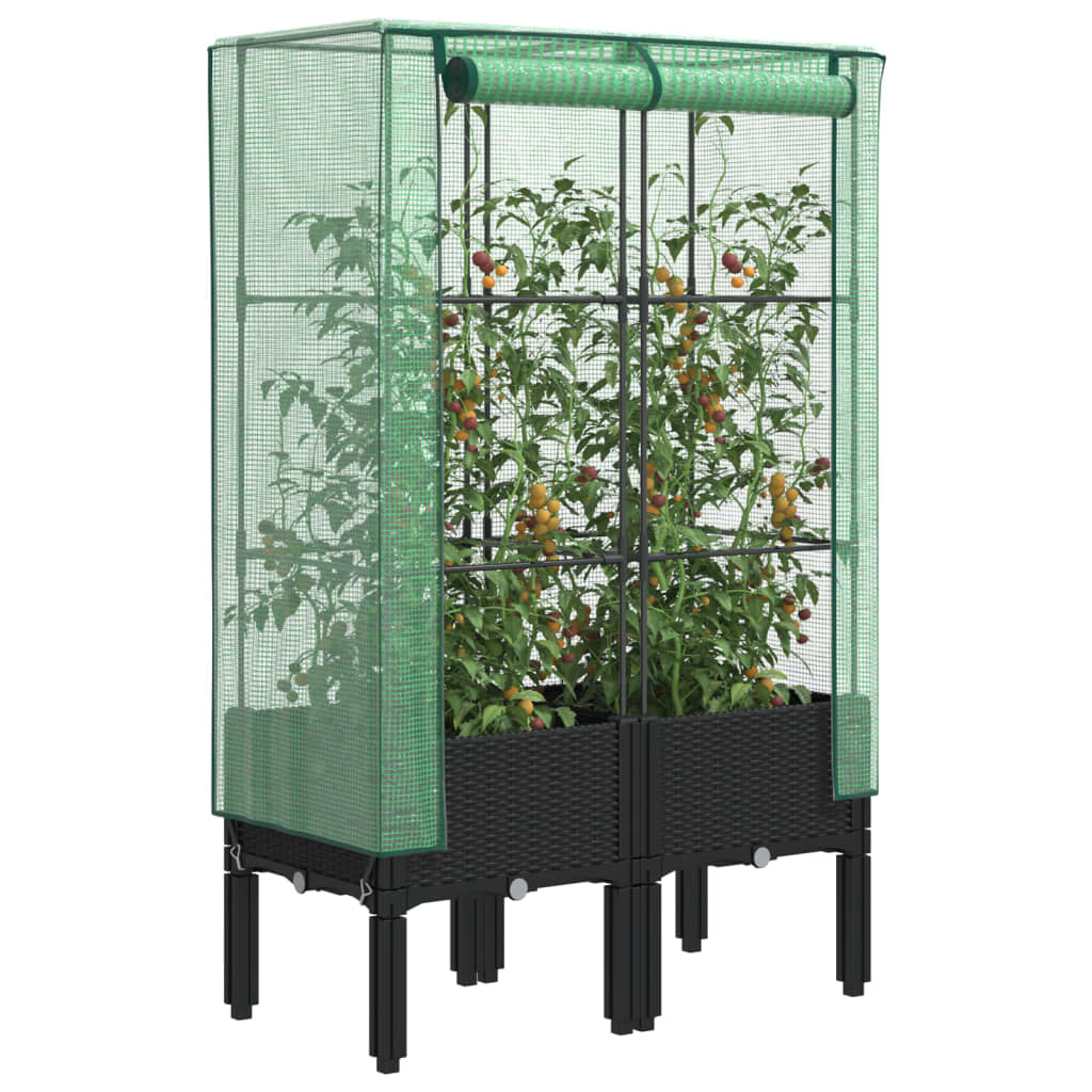 vidaXL Záhon s krytom na skleník ratanový vzhľad 80x40x140 cm
