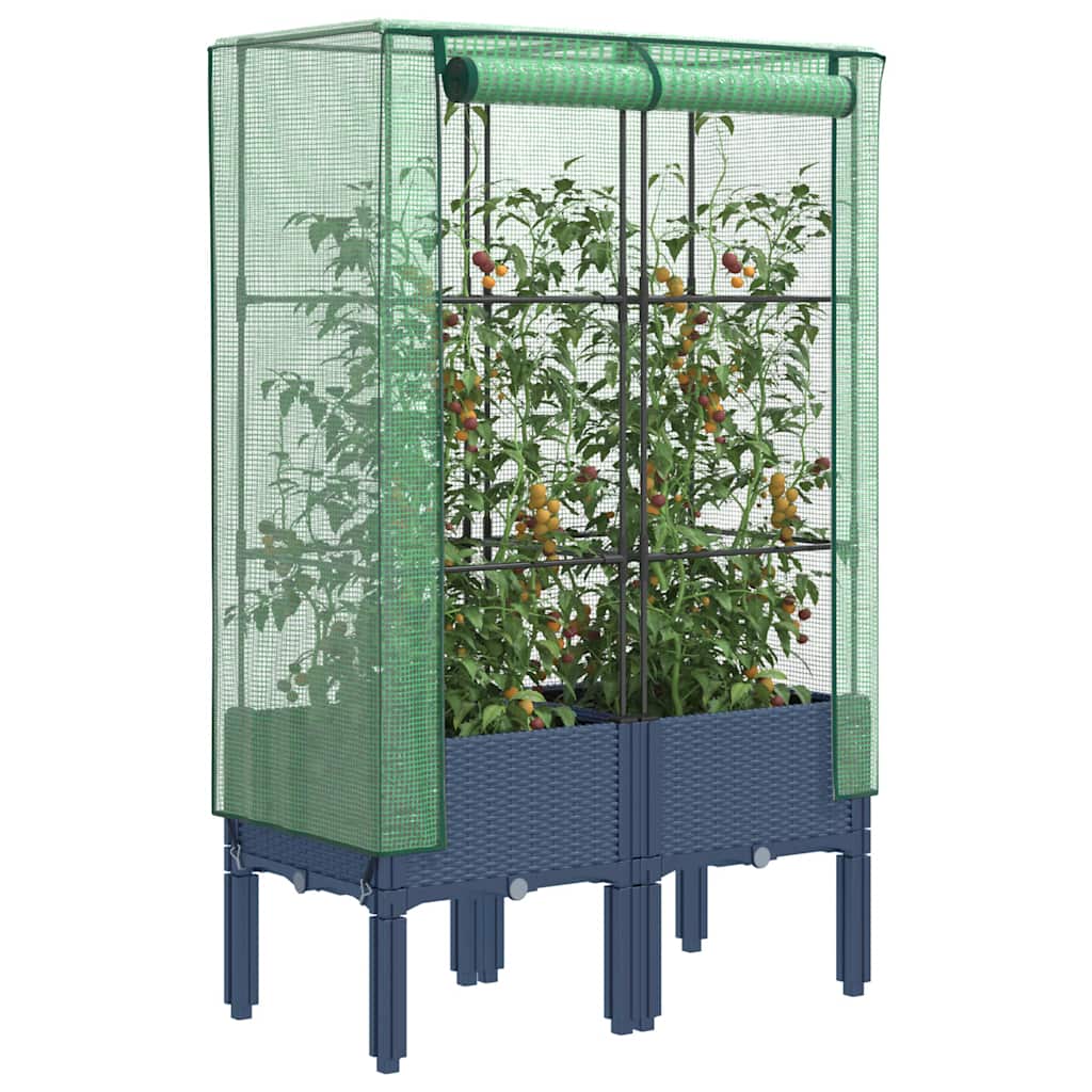 vidaXL Záhon s krytom na skleník ratanový vzhľad 80x40x140 cm