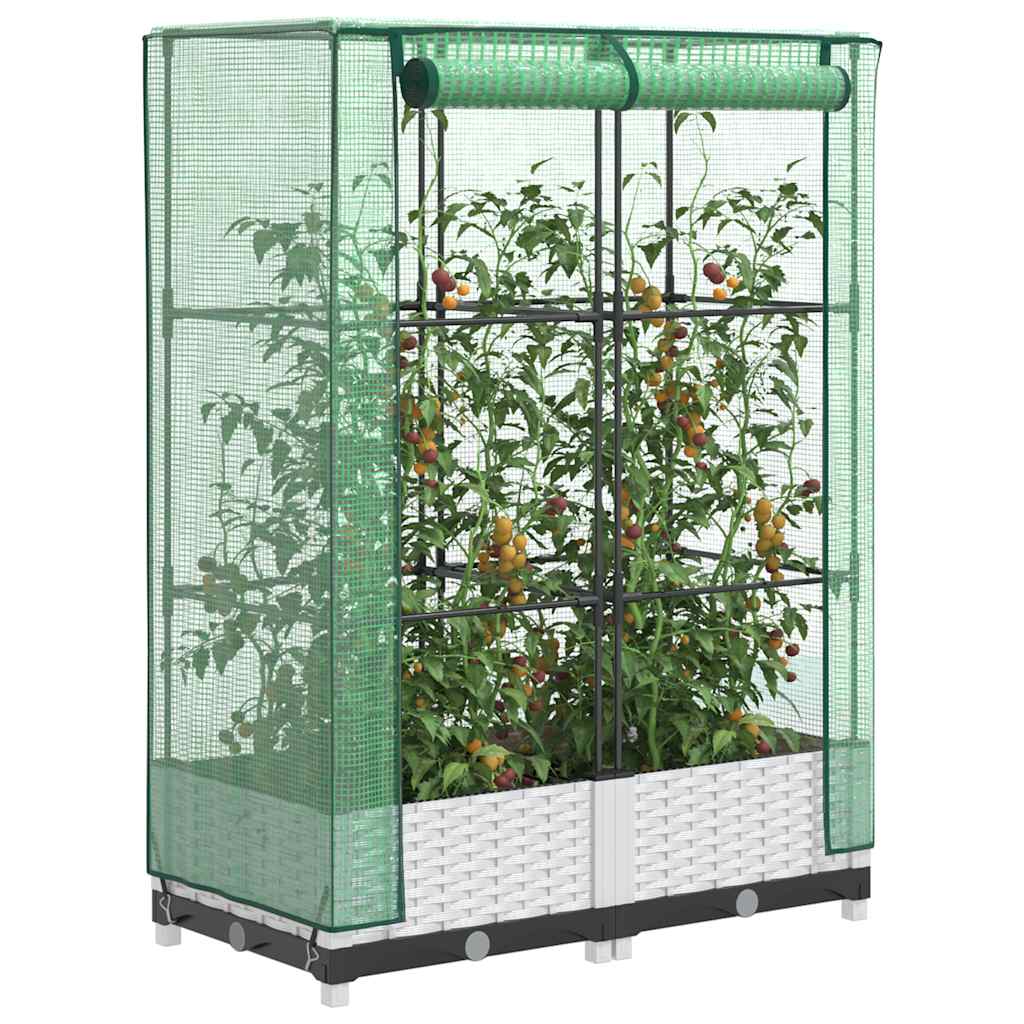 vidaXL Záhon s krytom na skleník ratanový vzhľad 80x40x123 cm