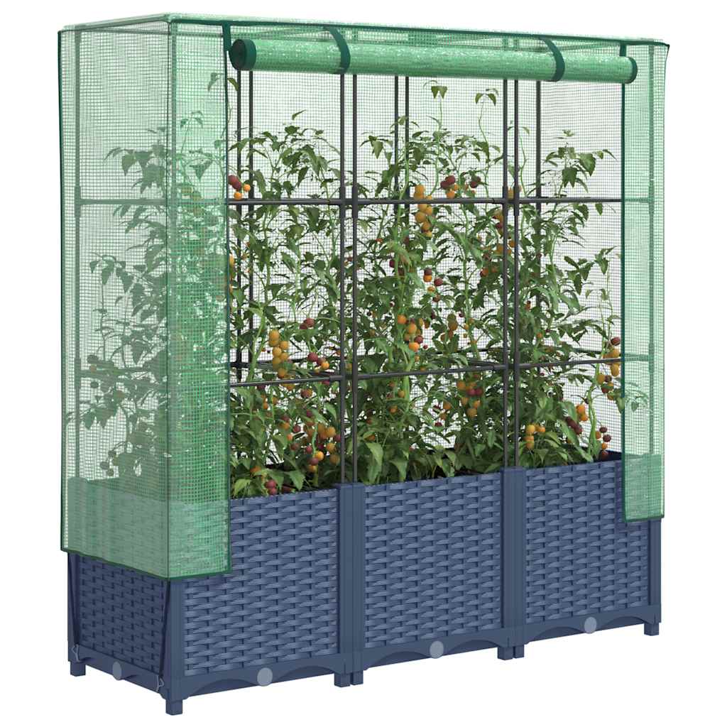 vidaXL Záhon s krytom na skleník ratanový vzhľad 120x40x123 cm