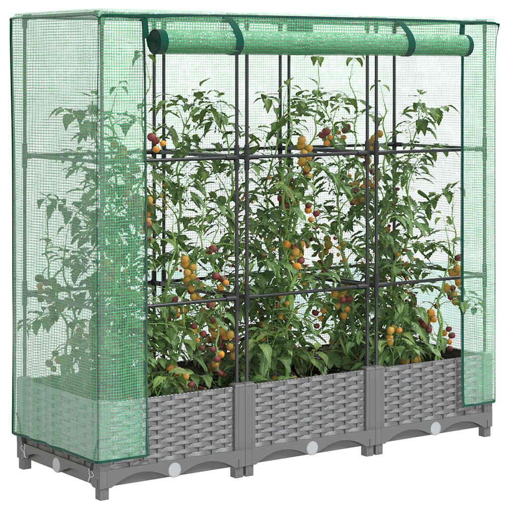 vidaXL Záhon s krytom na skleník ratanový vzhľad 120x40x123 cm