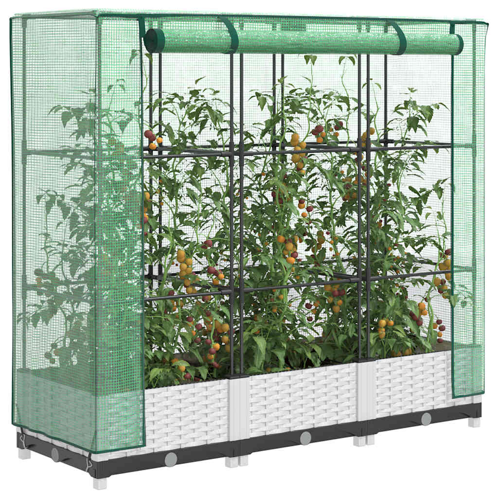 vidaXL Záhon s krytom na skleník ratanový vzhľad 120x40x123 cm