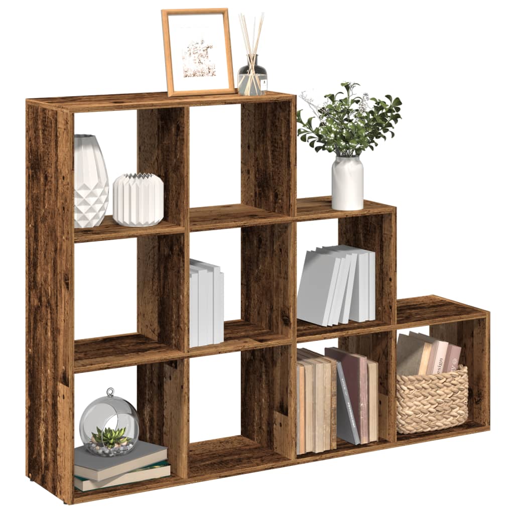 vidaXL Knižnica 3-posch. staré drevo 137,5x29x103,5 cm kompozit. drevo