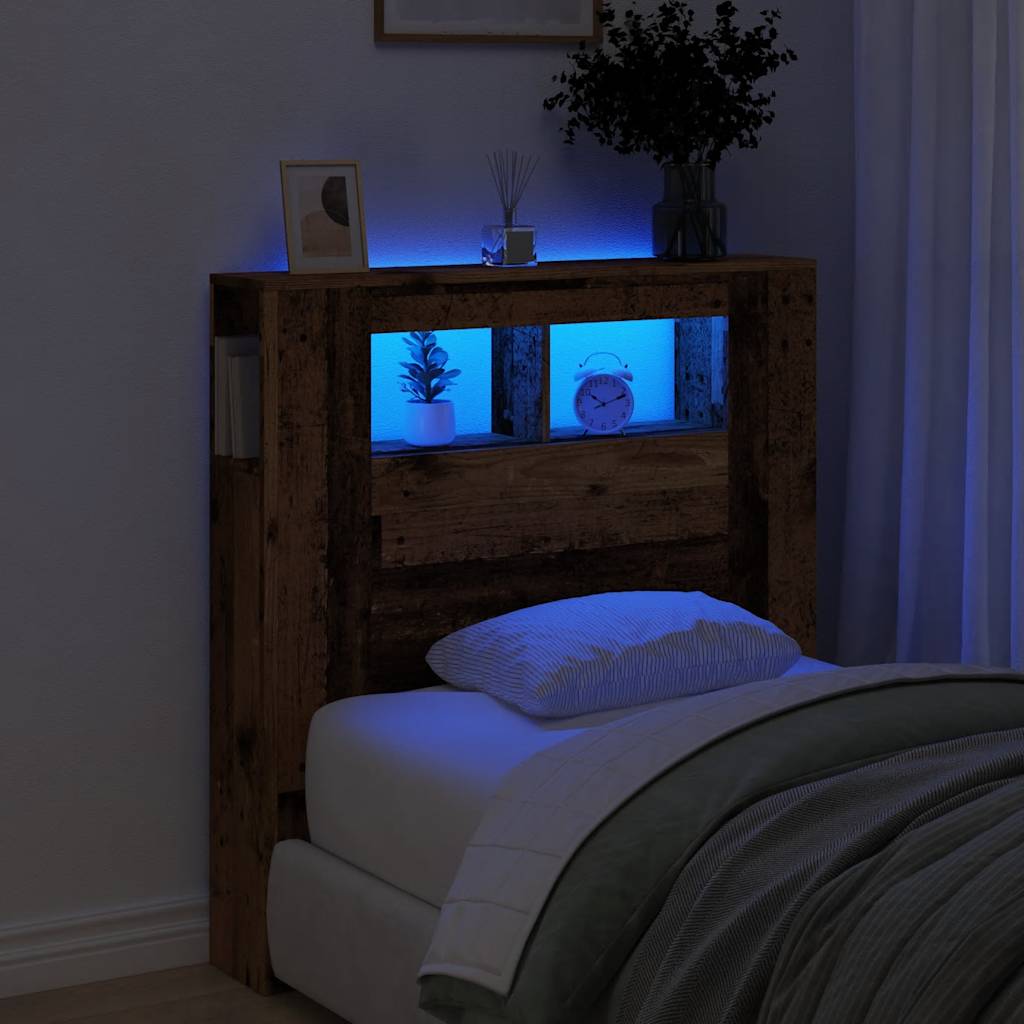 vidaXL Čelo s LED staré drevo 100x18,5x103,5 cm kompozitné drevo