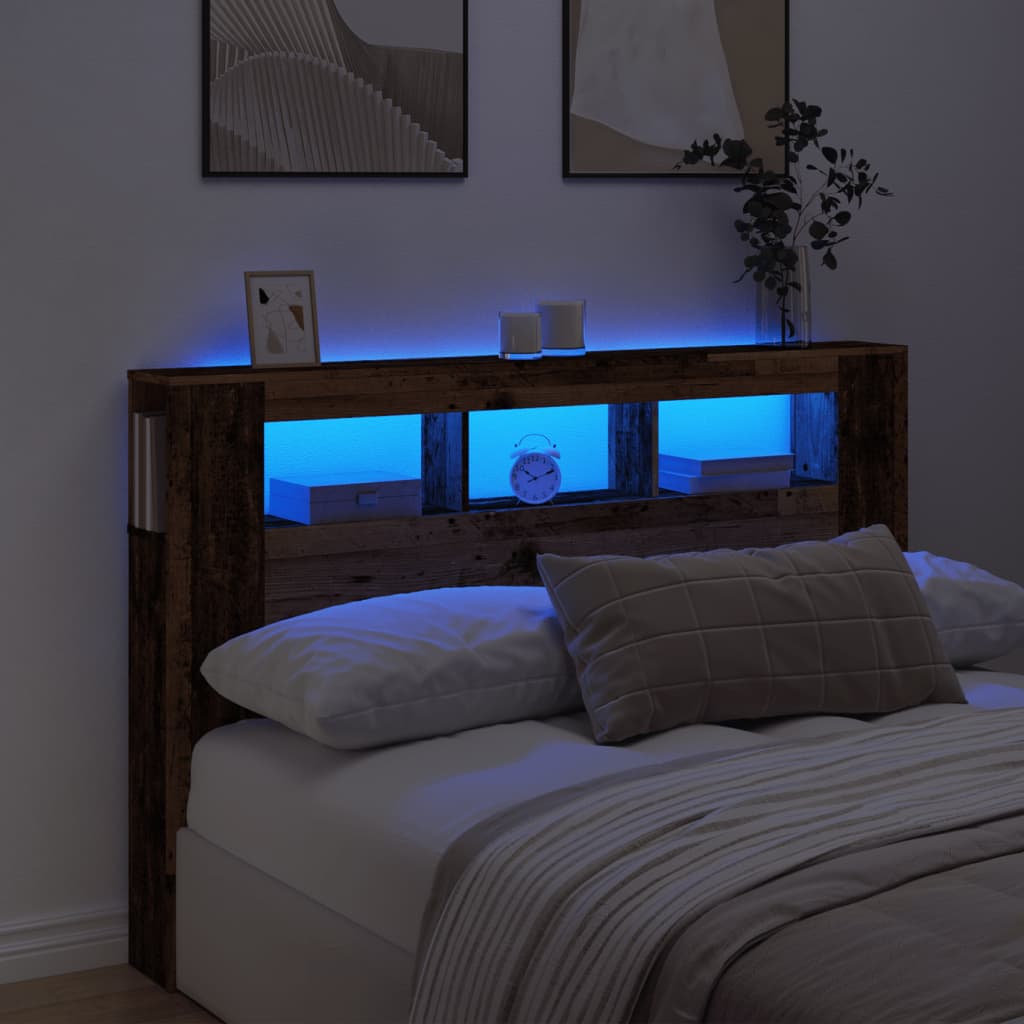 vidaXL Čelo s LED staré drevo 160x18,5x103,5 cm kompozitné drevo