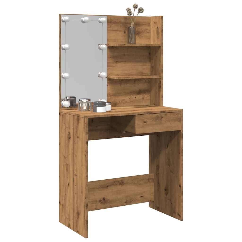 vidaXL toaletný stolík s LED Artisan Dub 74,5x40x141 cm