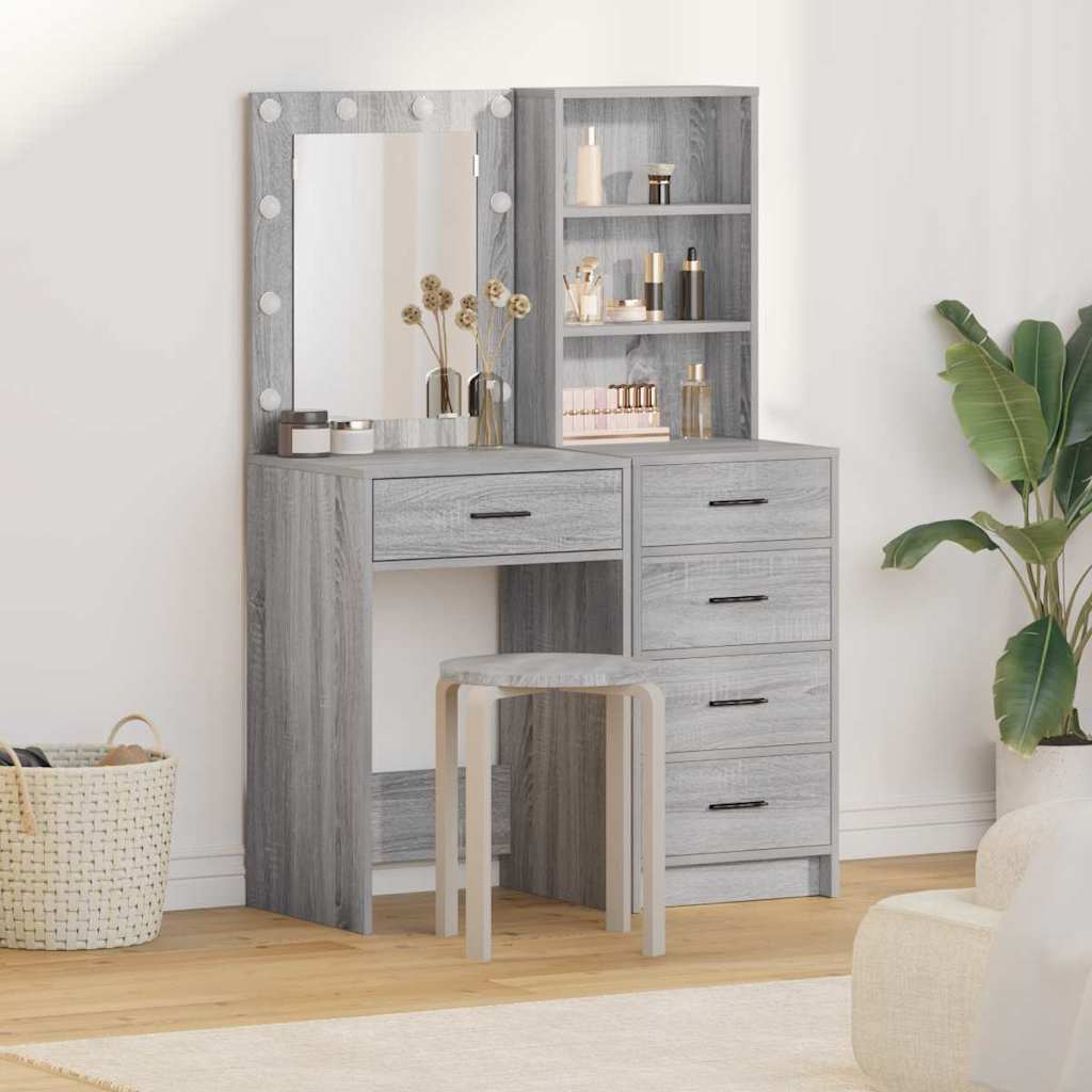 vidaXL Toaletný stolík 2 pcs Sivá 50 x 41 x 135 cm Kompozitné drevo