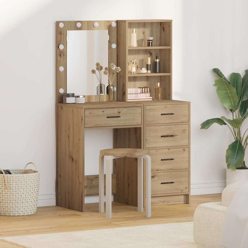 vidaXL Toaletný stolík 2 pcs Hnedá 50 x 41 x 135 cm Kompozitné drevo