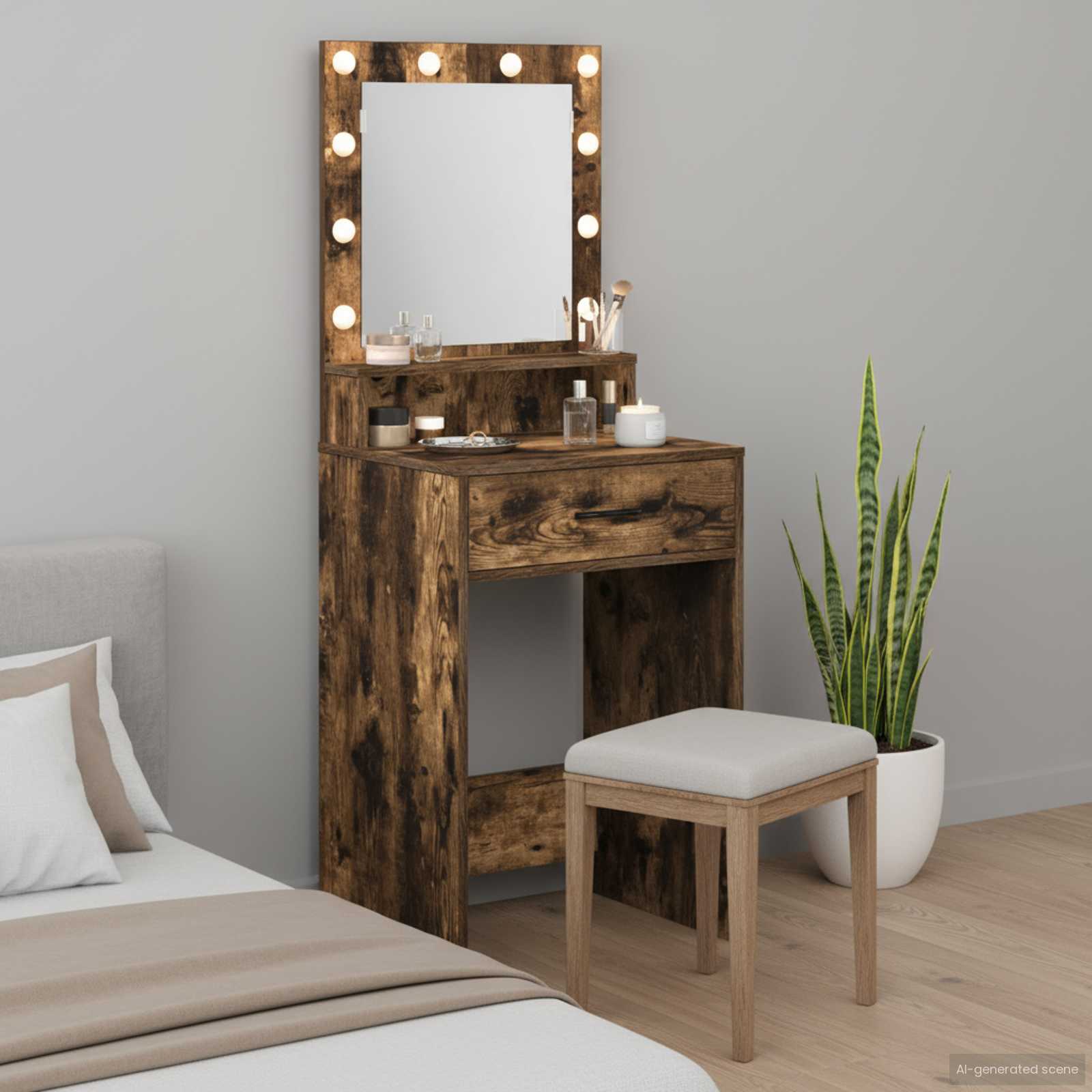 vidaXL Toaletný stolík Dymová dub 50 x 41 x 135 cm Kompozitné drevo