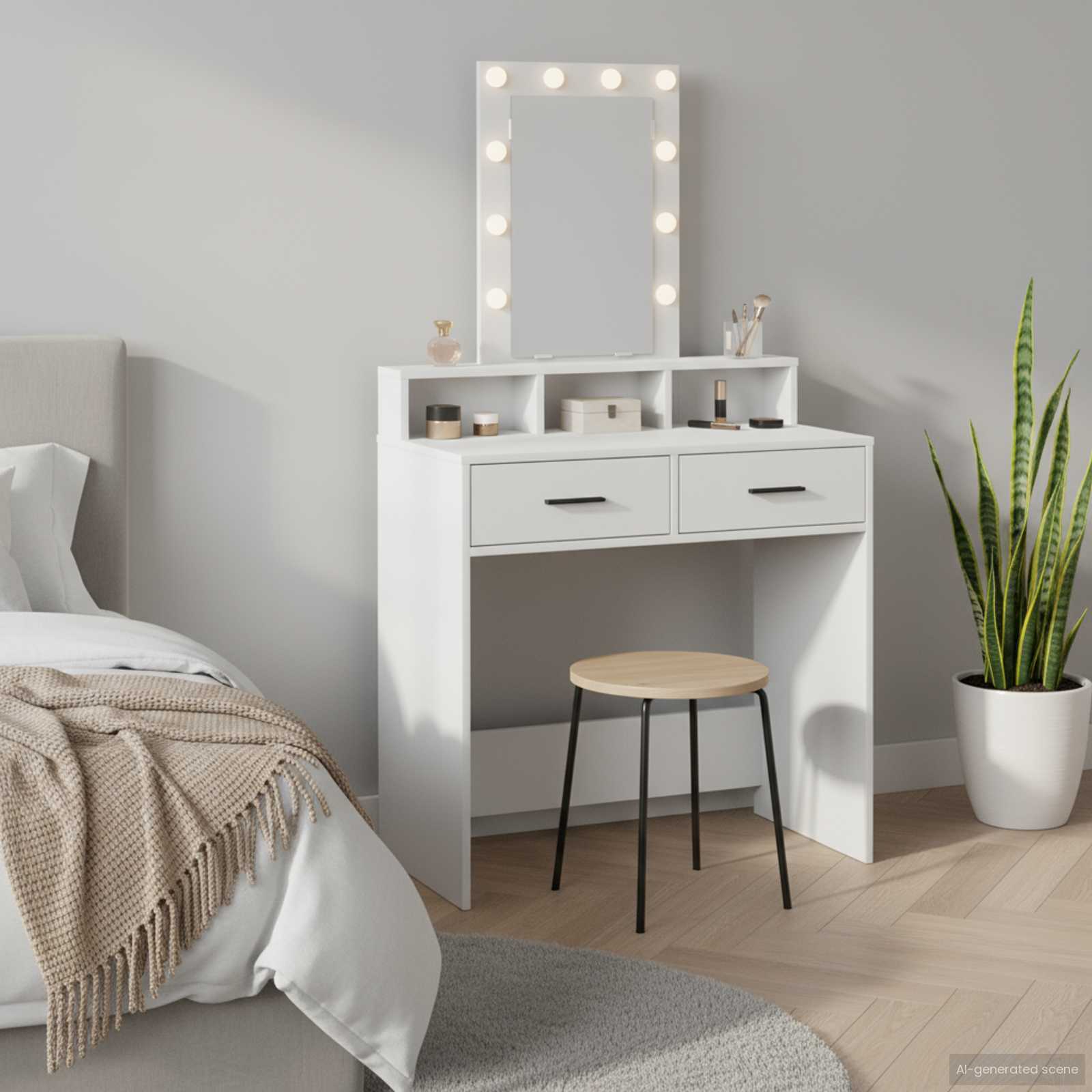 vidaXL Toaletný stolík Biela 79 x 41 x 140 cm Kompozitné drevo