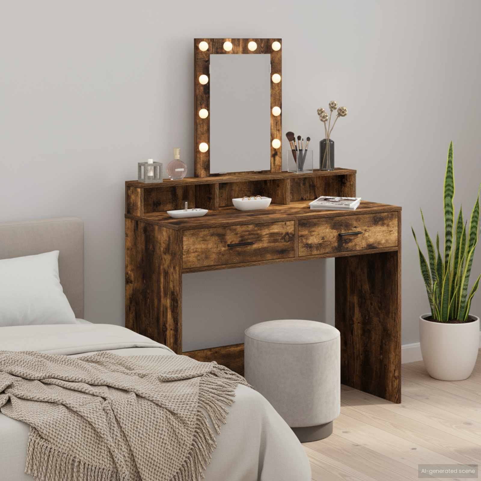 vidaXL Toaletný stolík Hnedá 100 x 41 x 140 cm Kompozitné drevo