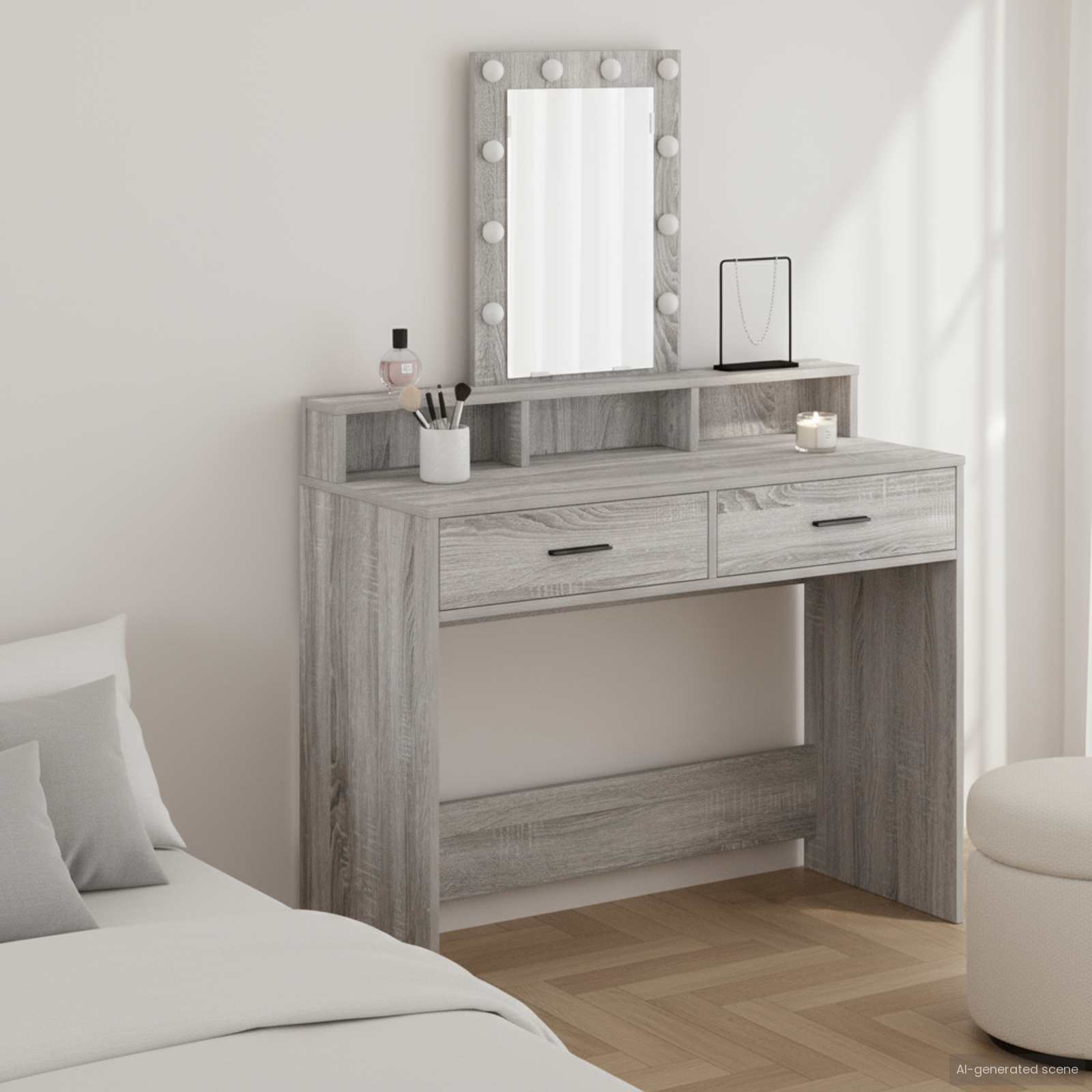 vidaXL Toaletný stolík Sivá 100 x 41 x 140 cm Kompozitné drevo