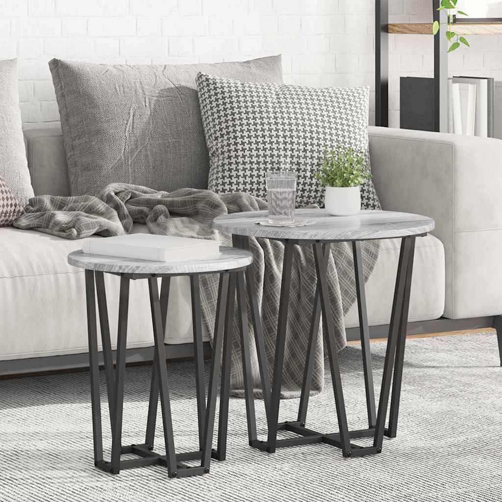 vidaXL Sada príručných stolíkov 2 pcs Šedý Sonoma a čierna