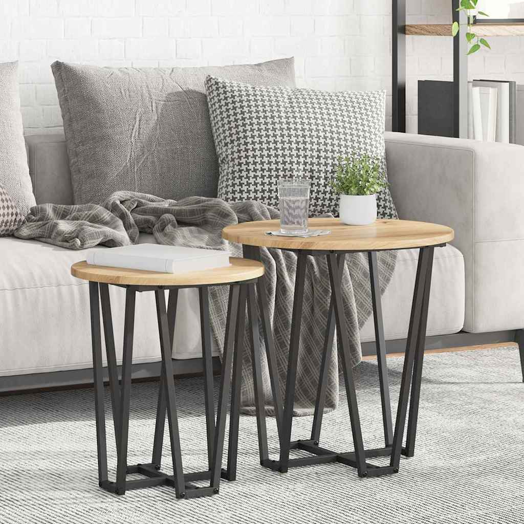 vidaXL Sada príručných stolíkov 2 pcs Artisan dub a čierna