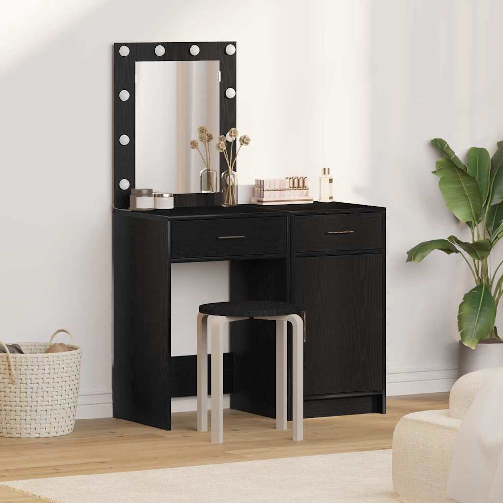 vidaXL Toaletný stolík 2 pcs Čierna 50 x 41 x 135 cm Kompozitné drevo