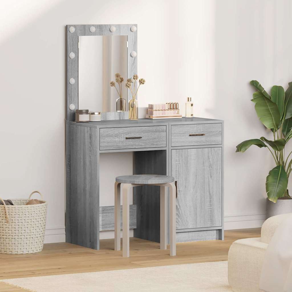 vidaXL Toaletný stolík 2 pcs Sivá 50 x 41 x 135 cm Kompozitné drevo