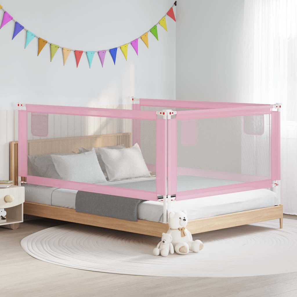 vidaXL Zábrana na detskú posteľ ružová 200x25 cm látka