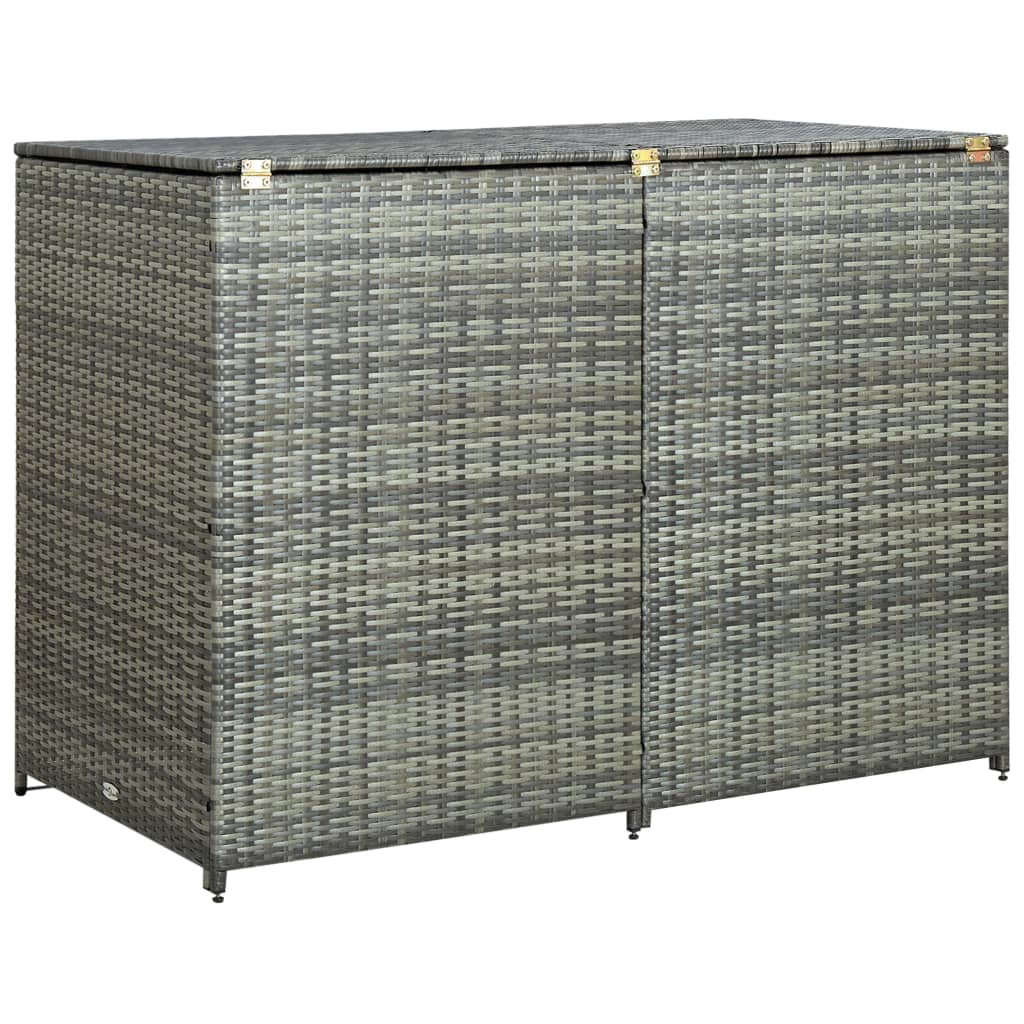 vidaXL Polyratanová ohrada na dva vonkajšie odpadkové koše antracitová 148x77x111 cm