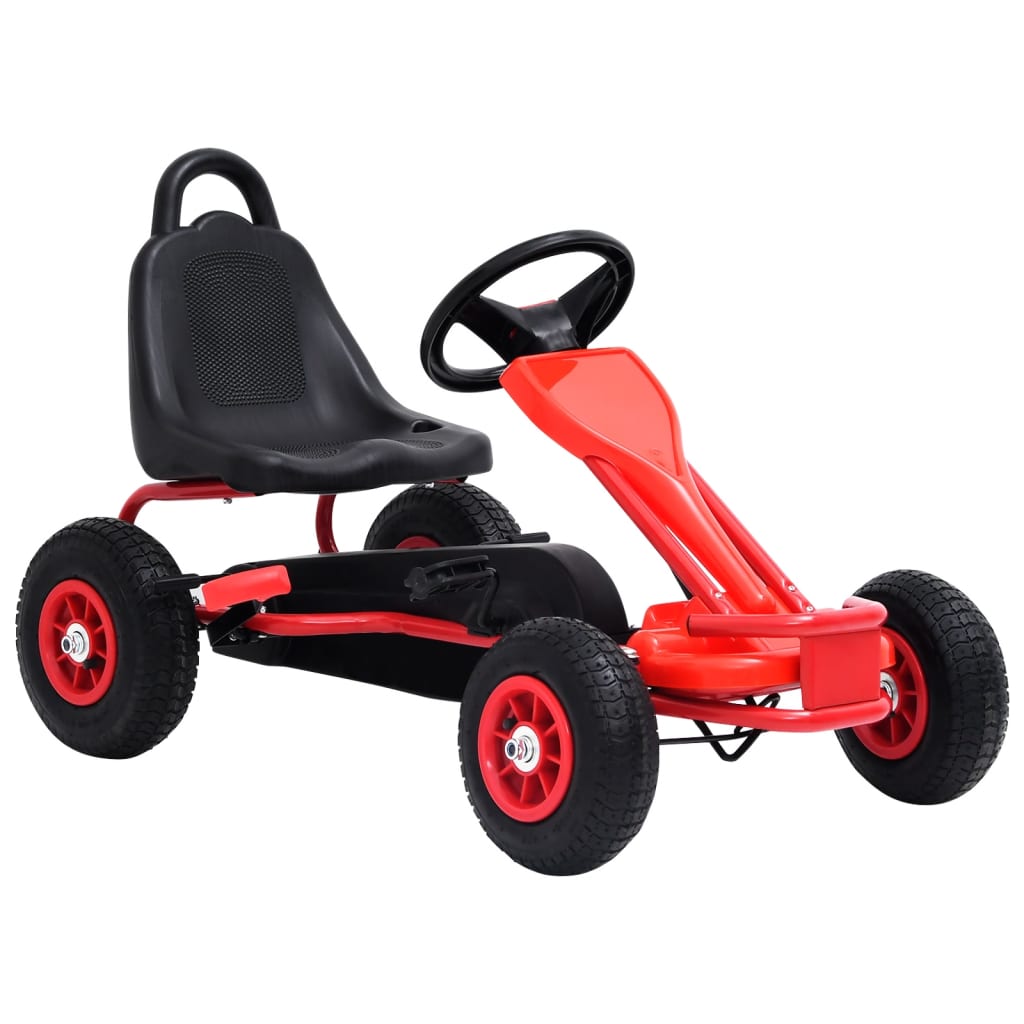 vidaXL Detská šľapacia motokára s pneumatikami, červená