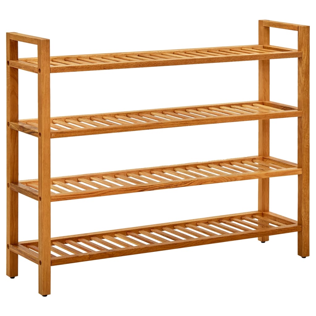 vidaXL Regál na topánky so 4 policami 100x27x80 cm dubový masív