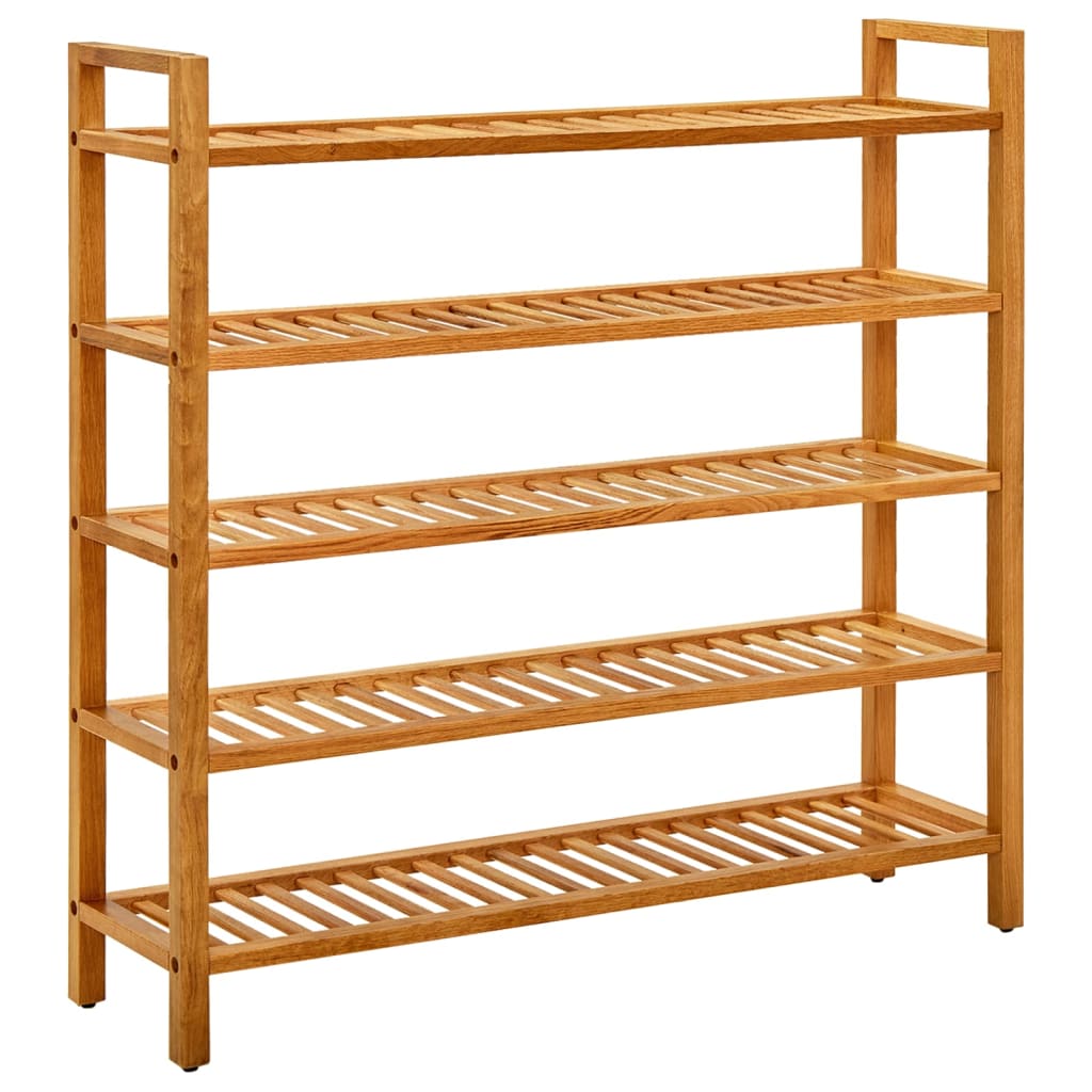 vidaXL Regál na topánky s 5 policami 100x27x100 cm dubový masív